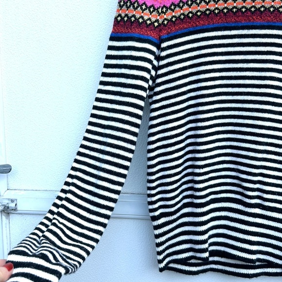 Gap fair aisle sweater black/white multi striped women’s XS cotton blend preppy - Picture 7 of 12